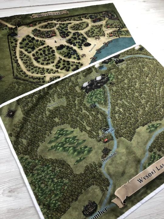 Mapa Fantasy na zamówienie, mapa do RPG,  druk na bawełnie panama, personalizowany druk