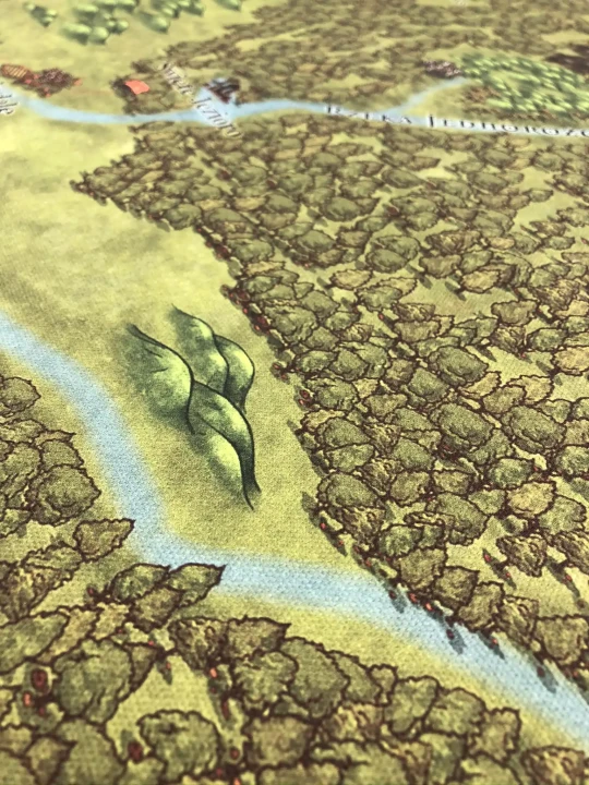 Mapa Fantasy, druk na tkaninie, zbliżenie na druk