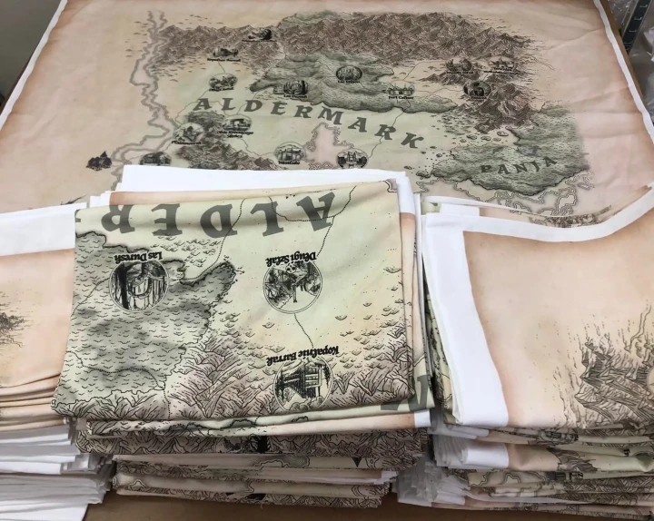 Mapa Arkham, Zew Cthulhu,  druk pod zamowienie, personalizowany druk tkanin,  Mapa drukowana na softshellu. Zbliżenie na tkaninę