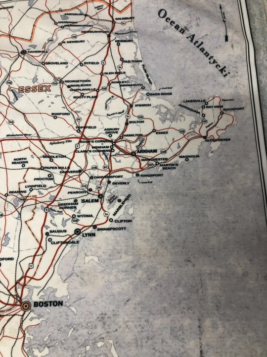 Mapa Arkham, Zew Cthulhu,  druk pod zamowienie, personalizowany druk tkanin,  Mapa drukowana na softshellu. Zbliżenie na tkaninę