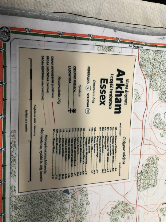 Mapa Arkham i hrabstwa Essex, Zew Cthulhu,  druk pod zamowienie, personalizowany druk tkanin,  Mapa drukowana na softshellu.