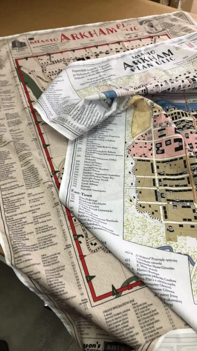 Mapa Arkham, Zew Cthulhu,  druk pod zamowienie, personalizowany druk tkanin,  Mapa drukowana na softshellu.