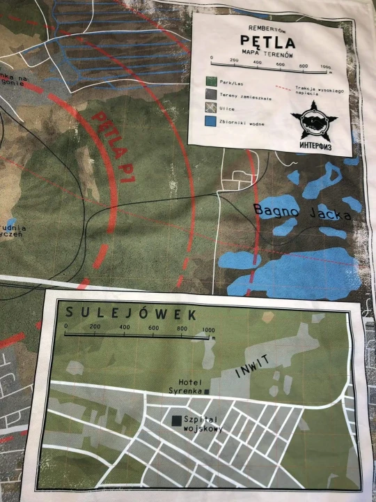 Tajemnice Pętli, Mapa, druk na tkaninie pod zamówienie.