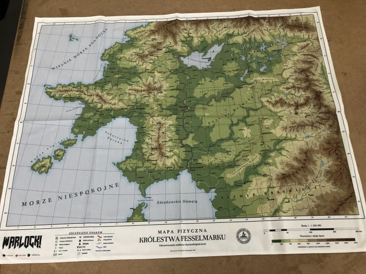 Mapa Królestwo, Warlock RPG, druk na bawełnie panama.