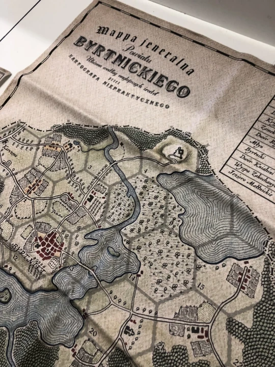 RPG Epopeja, oficjalna mapa, druk na bawełnie dekoracyjnej panama,  Kartograf Niepraktyczny. Produkcja w Polsce.