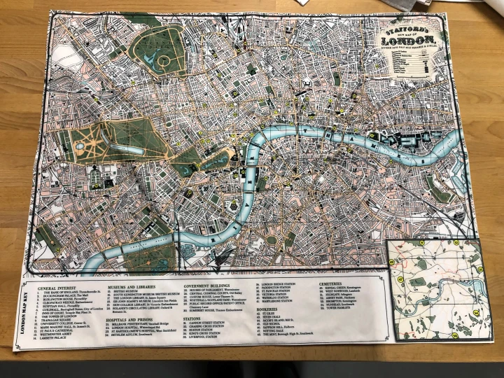 Mapa Londyn, Zew Cthulhu,  druk pod zamowienie, personalizowany druk tkanin,  Mapa drukowana na softshellu. Londyn by Gaslight, Cthulhu Gaslight