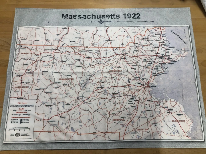 Mapa Arkham, Zew Cthulhu,  druk pod zamowienie, personalizowany druk tkanin,  Mapa drukowana na softshellu.  rok 1922