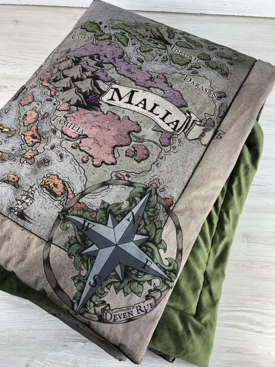 Koc-Kołdra Zintegrowana z Twoją Grafiką (Bawełna + Minky), druk personalizowany,  dowolna grafika na kocu,  ręcznie szyte w polsce, druk tkanin w polsce.   Mapa Fantasy.  kolorowa mapa, druk na bawełnie premium,